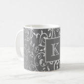 Grijs Elegant Floury Monogram Mok (Voorkant links)