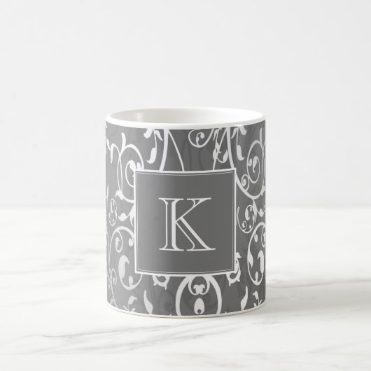 Grijs Elegant Floury Monogram Mok (Center)