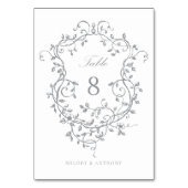 Grijs Elegant Frans Victoriaans Floral Crest Kaart (Voorkant)