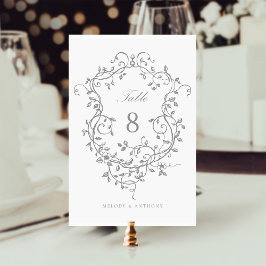 Grijs Elegant Frans Victoriaans Floral Crest Kaart