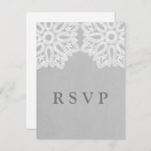Grijs Elegant Lace RSVP Briefkaart (Voorkant / Achterkant)