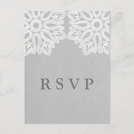 Grijs Elegant Lace RSVP Briefkaart