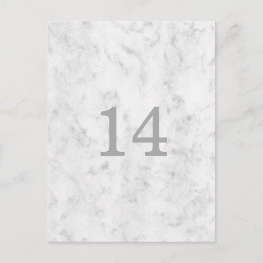 Grijs Elegant Marble Table Number Briefkaart (Voorkant)