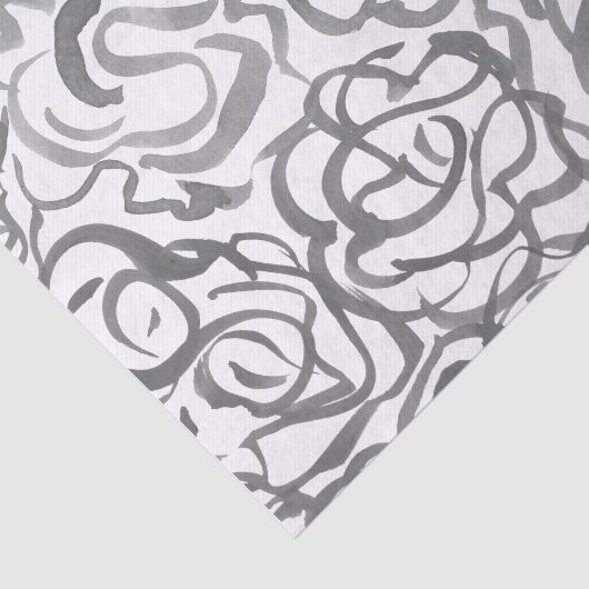 Grijs Elegant Neutrale Zwemmen Abstracte Waterverf Tissuepapier (Detail)