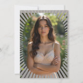 Grijs Elegant  Ovaal Afstuderen Pet Foto Kaart (Achterkant)