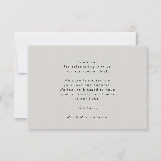 Grijs Elegant script Moderne Photo Simple Wedding\ Bedankkaart (Achterkant)