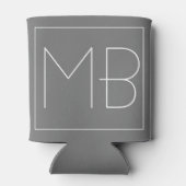 Grijs Elegant Unieke Monogrammen Blikjeskoeler (Achterkant)