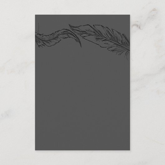 Grijs Elegant Veren Trouwdetails Informatiekaartje (Achterkant)