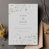 Grijs Elegant Wildflower Bruiloft Save the Date Kaart