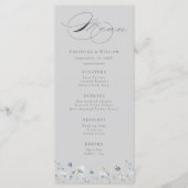 Grijs Elegant Winter Wildbloemen Bruiloft Menu (Voorkant)
