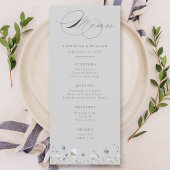 Grijs Elegant Winter Wildbloemen Bruiloft Menu