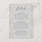 Grijs Elegant Winter Wildflower Bruiloft Detail Informatiekaartje (Voorkant)