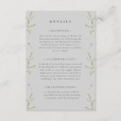Grijs Elegant Winter Wildflower Bruiloft Detail Informatiekaartje (Voorkant)