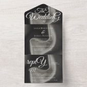 Grijs Elegante kalligrafie Bruiloft All In One Uitnodiging (Binnen)