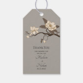 Grijs Elegante  Magnolia bruiloft Dank u Cadeaulabel (Voorkant)