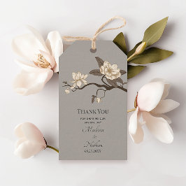Grijs Elegante Magnolia bruiloft Dank u Cadeaulabel