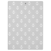 Grijs en Aqua Anchors Custom Monogram Klembord (Achterkant)