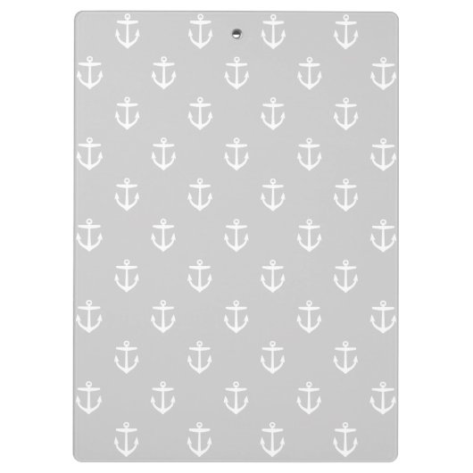 Grijs en Aqua Anchors Custom Monogram Klembord (Achterkant)