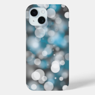 Grijs en Aqua Bokeh feestverlichting iPhone 15 Case