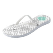 Grijs en Aqua Chevron-monogram Teenslippers (Schuin)