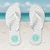 Grijs en Aqua Chevron-monogram Teenslippers