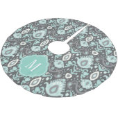 Grijs en Aqua Ikat Monogram Kerstboom Rok (Gekanteld)