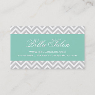 Grijs en Aqua Modern Chevron Stripes Visitekaartje