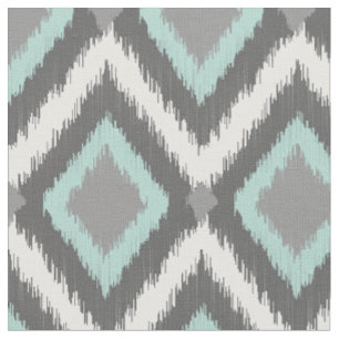 Grijs en Aqua Tribal Ikat Chevron Stof