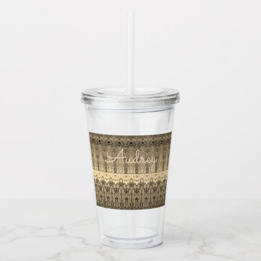 Grijs en beige acryl drinkbeker (Voorkant)