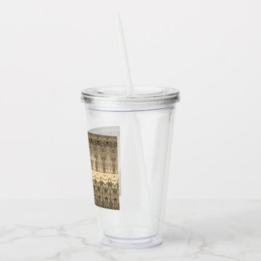 Grijs en beige acryl drinkbeker (Links)