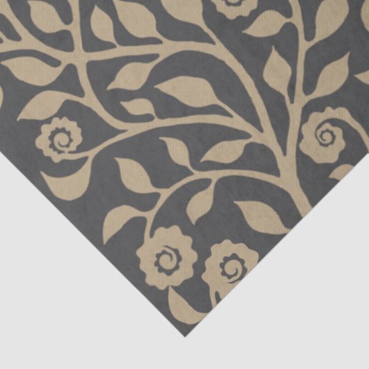 Grijs en beige bloemenpatroon Nice Simple Tissuepapier (Detail)