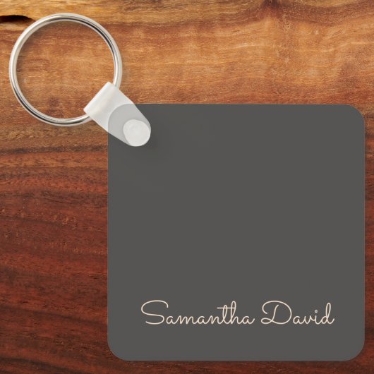 Grijs en beige gepersonaliseerd sleutelhanger (Voorkant)
