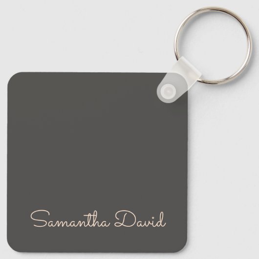 Grijs en beige gepersonaliseerd sleutelhanger (Achterkant)