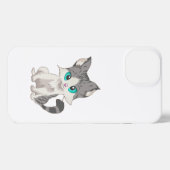 GRIJS- EN BEIGE KITTEN MET BLAUWE OGEN VERSNELLEN iPhone HOESJE (Achterkant horizontaal)