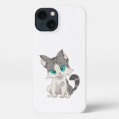 GRIJS- EN BEIGE KITTEN MET BLAUWE OGEN VERSNELLEN iPhone HOESJE (Achterkant)