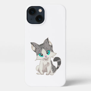 GRIJS- EN BEIGE KITTEN MET BLAUWE OGEN VERSNELLEN iPhone 13 HOESJE