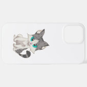 GRIJS- EN BEIGE KITTEN MET BLAUWE OGEN VERSNELLEN iPhone HOESJE (Achterkant horizontaal)