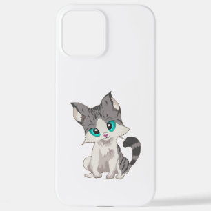 GRIJS- EN BEIGE KITTEN MET BLAUWE OGEN VERSNELLEN iPhone 12 PRO MAX HOESJE