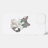 GRIJS- EN BEIGE KITTEN MET BLAUWE OGEN VERSNELLEN iPhone HOESJE (Achterkant horizontaal)