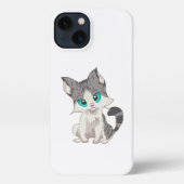 GRIJS- EN BEIGE KITTEN MET BLAUWE OGEN VERSNELLEN iPhone HOESJE (Achterkant)