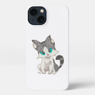 GRIJS- EN BEIGE KITTEN MET BLAUWE OGEN VERSNELLEN iPhone 13 HOESJE