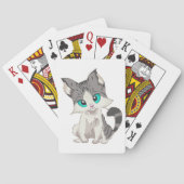 GRIJS- EN BEIGE KITTEN MET BLAUWE OGEN VERSNELLEN POKERKAARTEN (Achterkant)