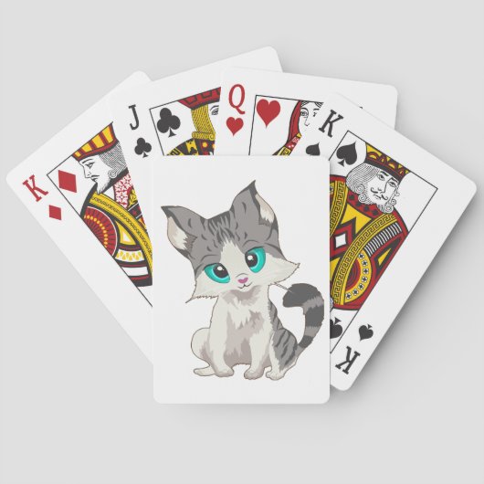 GRIJS- EN BEIGE KITTEN MET BLAUWE OGEN VERSNELLEN POKERKAARTEN (Achterkant)