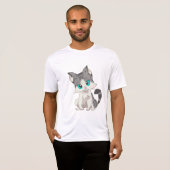 GRIJS- EN BEIGE KITTEN MET BLAUWE OGEN VERSNELLEN T-SHIRT (Voorkant volledig)