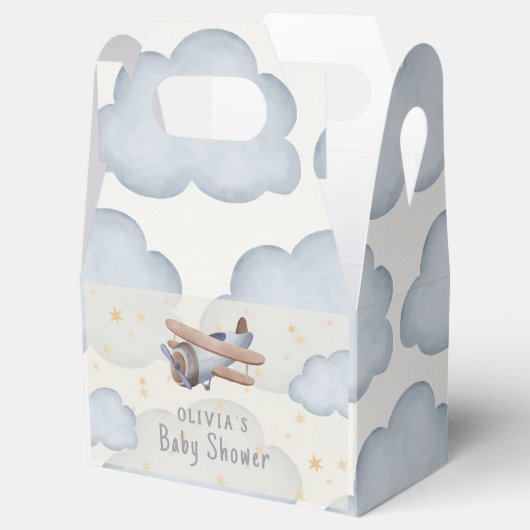 Grijs en beige Waterverf Baby shower Bedankdoosjes (Geopend)