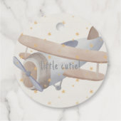 Grijs en beige Waterverf Baby shower Bedankjes Labels (Achterkant)