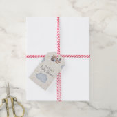 Grijs en beige Waterverf Baby shower Cadeaulabel (Met Touw)