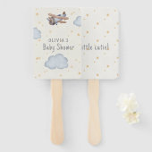Grijs en beige Waterverf Baby shower Handwaaier (Voorkant en achterkant)