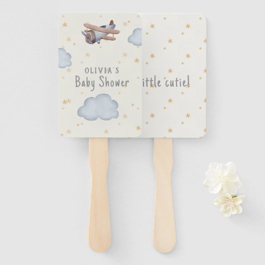 Grijs en beige Waterverf Baby shower Handwaaier (Voorkant en achterkant)