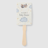 Grijs en beige Waterverf Baby shower Handwaaier (Voorkant)